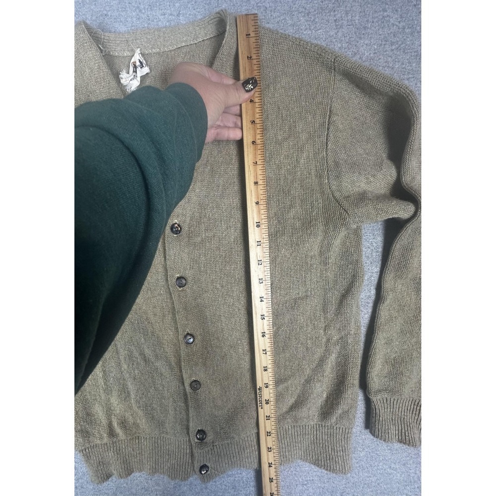 Vintage Lord Clayton Cardigan Sweater Mens Small Oatmeal Brown Button Front Knit - Picture 8 of 10